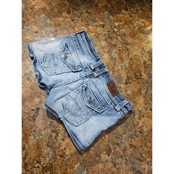 BKE Jean Shorts Womens 29 Blue Stella Distressed Denim Western Rodeo (A200) - Picture 8 of 8